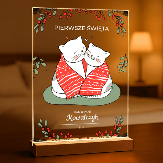 Pierwsze święta razem - Druk na szkle, spersonalizowany prezent dla niej - Adamell.pl