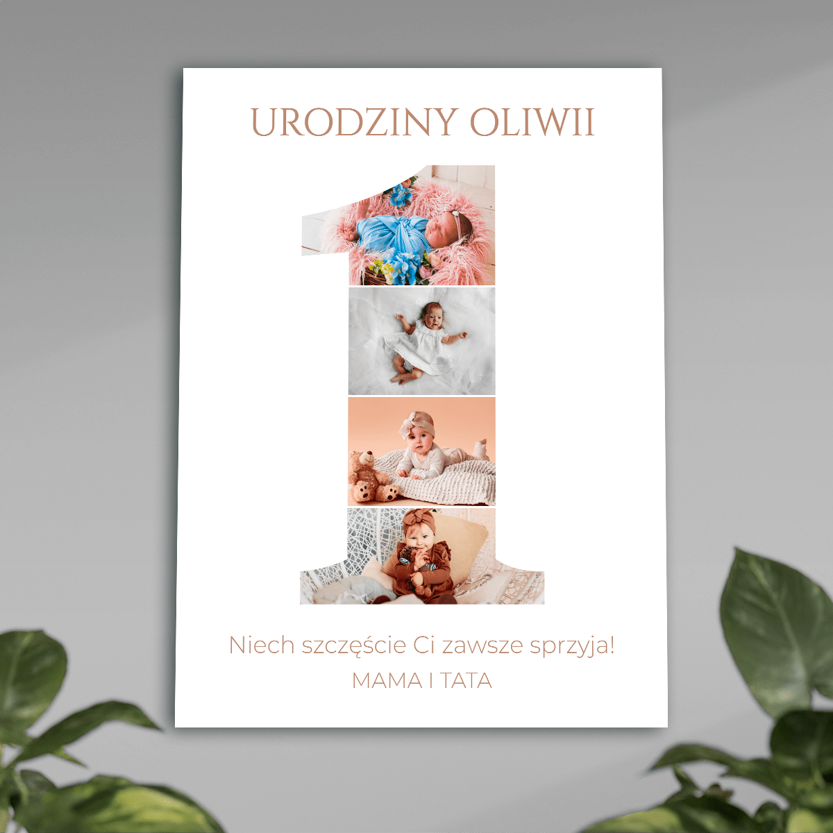 Pierwsze urodziny kolaż - plakat, spersonalizowany prezent dla dziecka - Adamell.pl