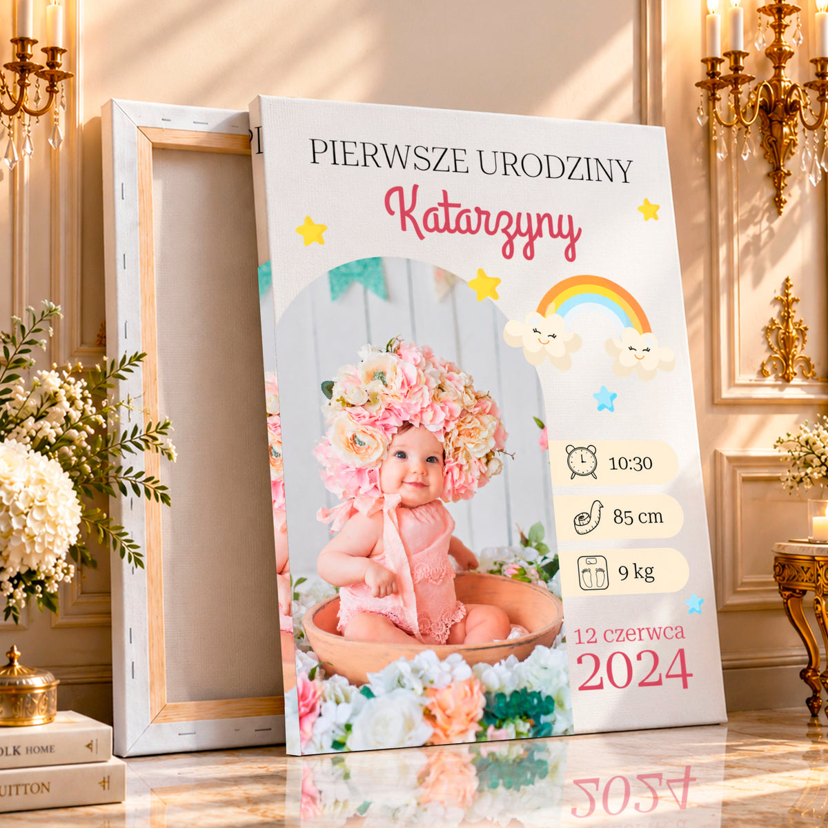 Kolaż ze zdjęć na płótnie Na pierwsze urodziny — prezent dla dziecka