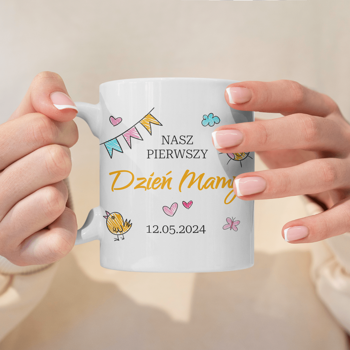 Pierwszy dzień mamy - 1x Kubek z nadrukiem, spersonalizowany prezent dla mamy - Adamell.pl
