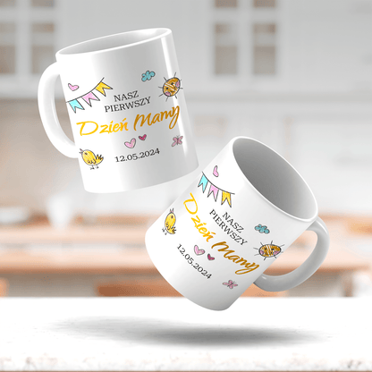 Pierwszy dzień mamy - 1x Kubek z nadrukiem, spersonalizowany prezent dla mamy - Adamell.pl