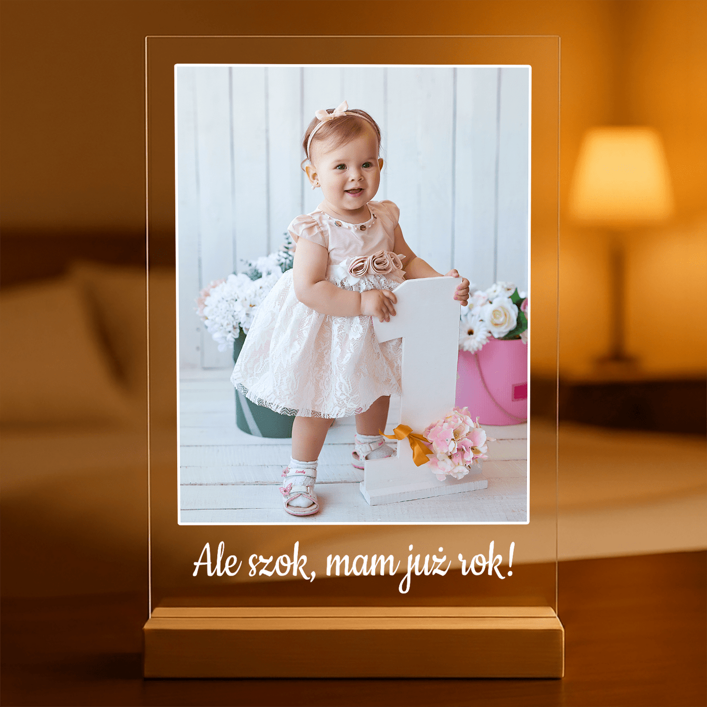 Pierwszy rok - Druk na szkle, spersonalizowany prezent - Adamell.pl