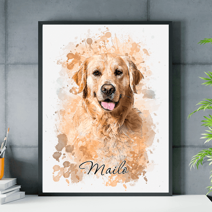 Pies efekt watercolor - plakat, spersonalizowany prezent dla właściciela psa - Adamell.pl