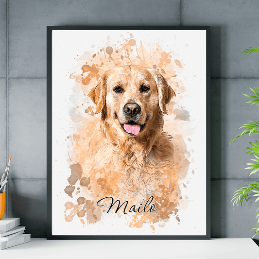 Pies efekt watercolor - plakat, spersonalizowany prezent dla właściciela psa - Adamell.pl