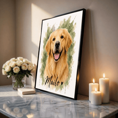 Pies efekt watercolor - plakat, spersonalizowany prezent dla właściciela psa - Adamell.pl