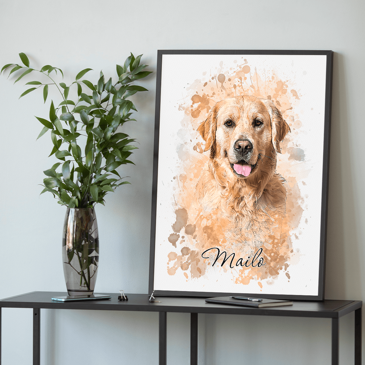 Pies efekt watercolor - plakat, spersonalizowany prezent dla właściciela psa - Adamell.pl