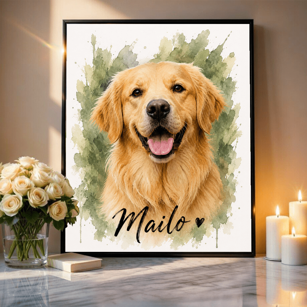 Pies efekt watercolor - plakat, spersonalizowany prezent dla właściciela psa - Adamell.pl
