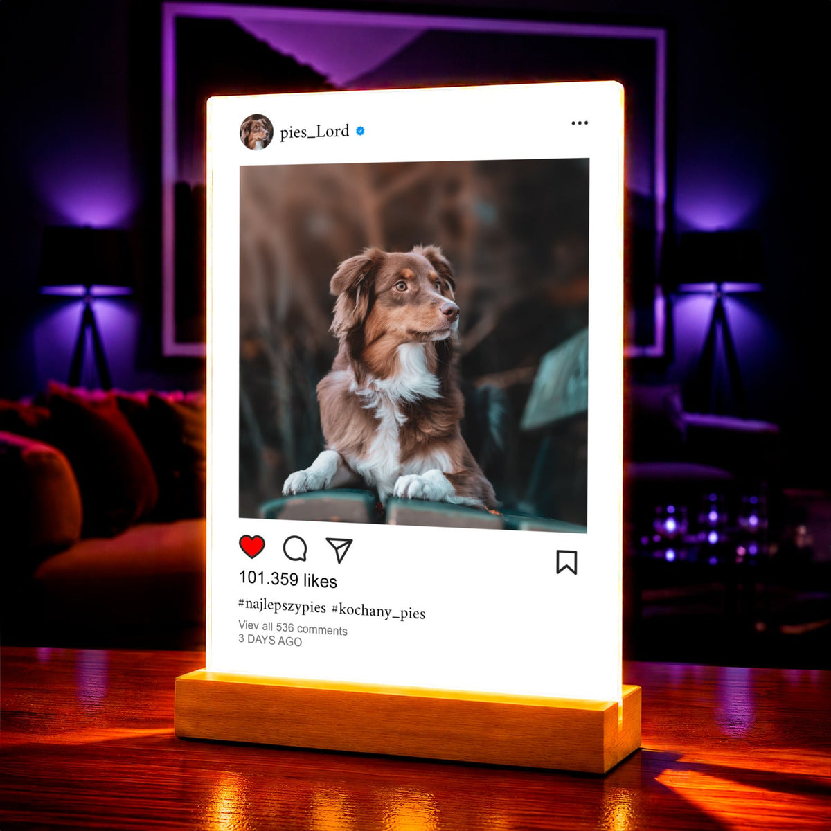 Pies Instagram - Druk na szkle, spersonalizowany prezent - Adamell.pl