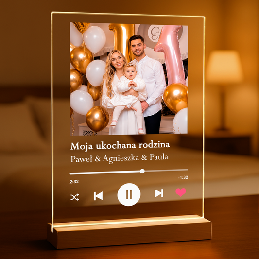 Spotify - magiczny druk na szkle akrylowym, personalizowany prezent