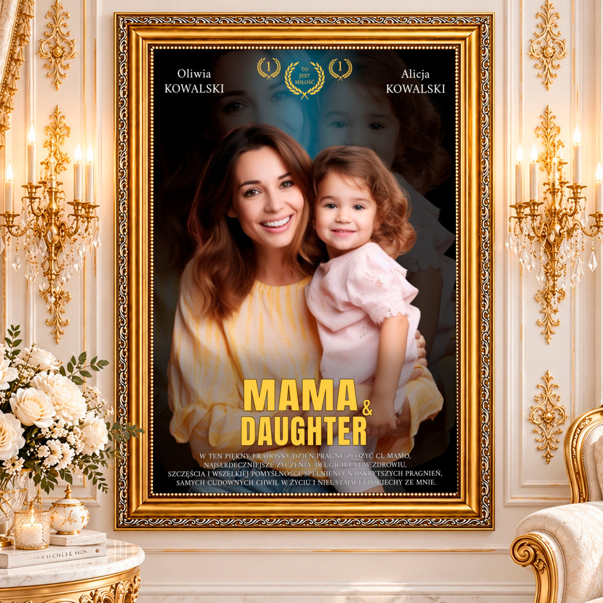 Portret ze zdjęcia na płótnie Plakat filmowy — prezent dla mamy