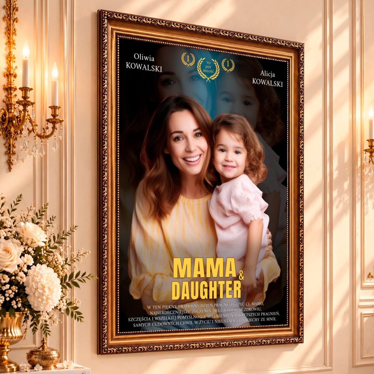 Portret ze zdjęcia na płótnie Plakat filmowy — prezent dla mamy