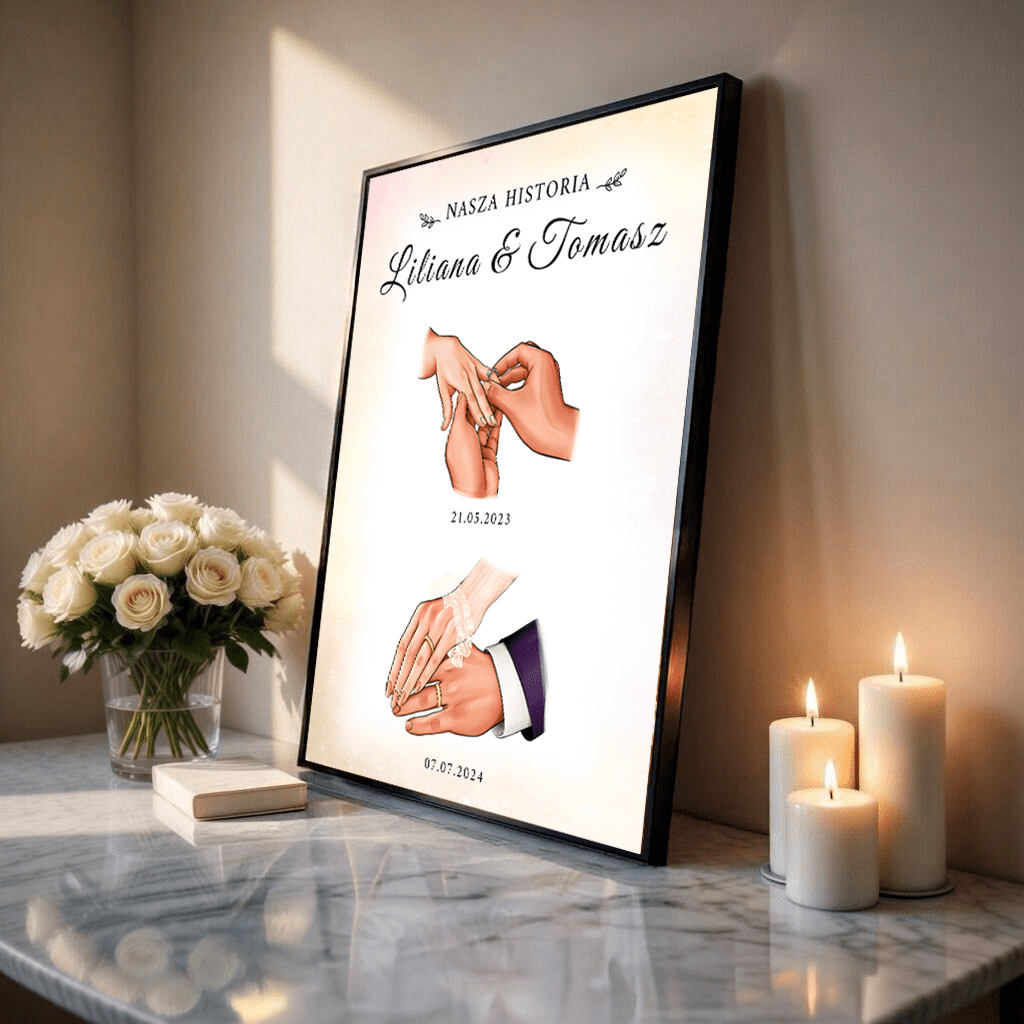 Plakat personalizowany Nasza historia prezent na ślub - Adamell.pl