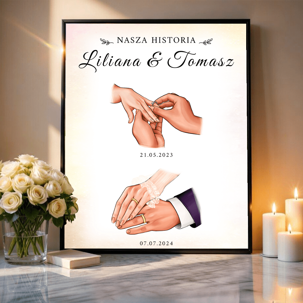 Plakat personalizowany Nasza historia prezent na ślub - Adamell.pl
