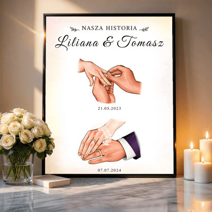 Plakat personalizowany Nasza historia prezent na ślub - Adamell.pl