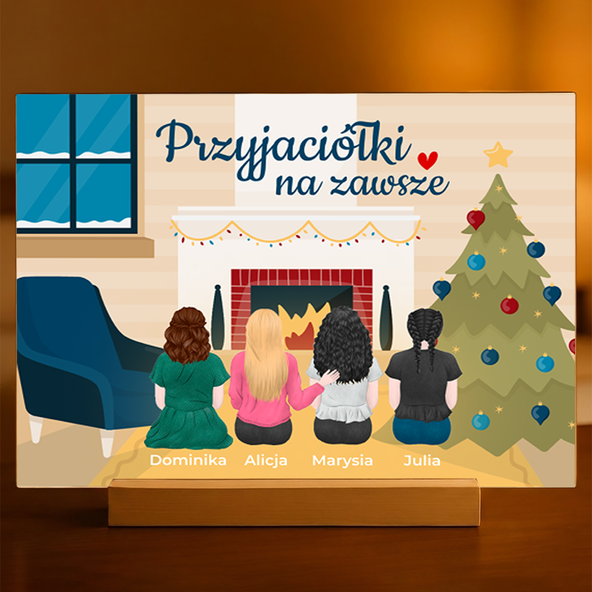 Razem w święta - Druk na szkle, spersonalizowany prezent dla przyjaciółki