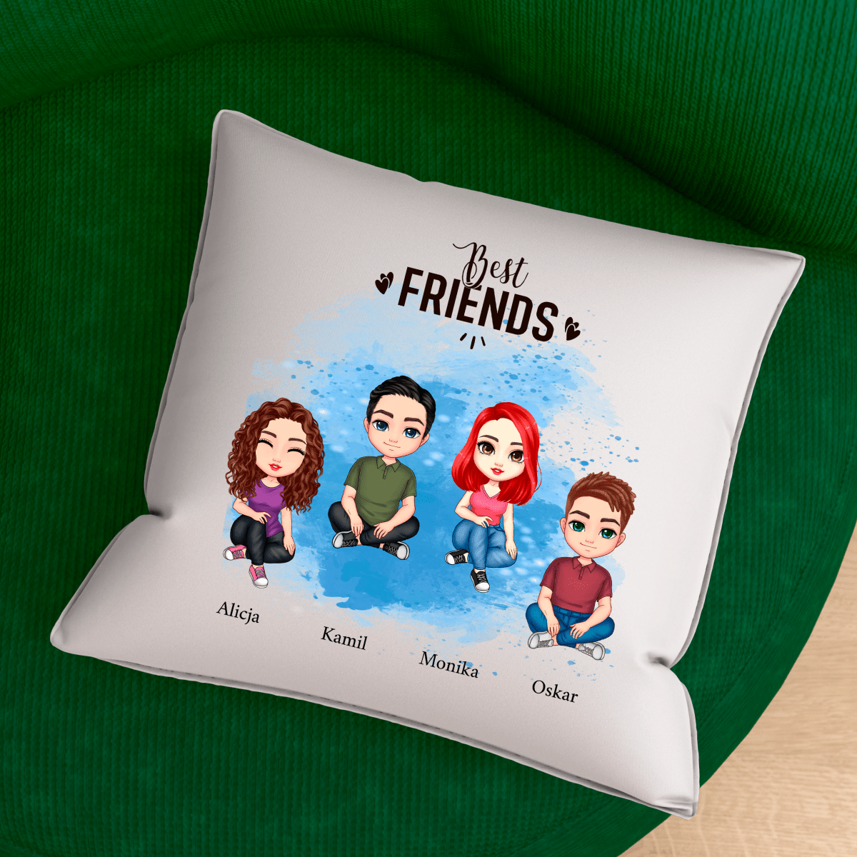 Poduszka z własnym nadrukiem BEST FRIENDS - spersonalizowany prezent dla przyjaciół - Adamell.pl