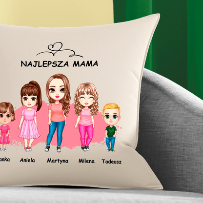 Poduszka z własnym nadrukiem CLIPART MAMA I DZIECI - spersonalizowany prezent dla mamy - Adamell.pl