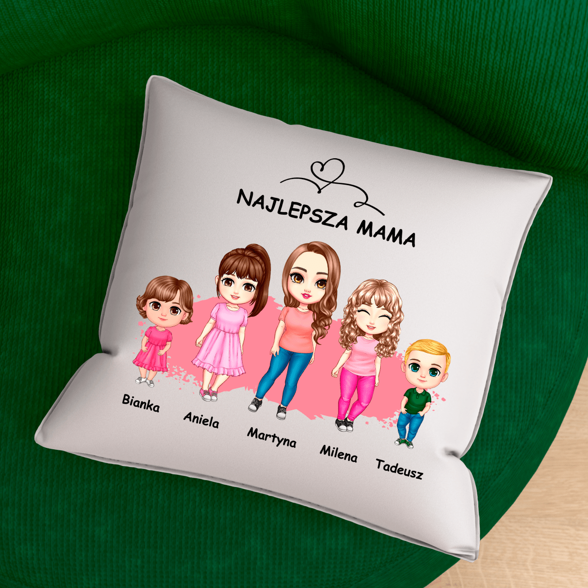 Poduszka z własnym nadrukiem CLIPART MAMA I DZIECI - spersonalizowany prezent dla mamy - Adamell.pl