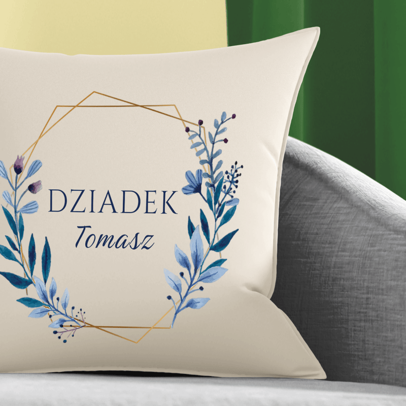 Poduszka z własnym nadrukiem DZIDEK + IMIĘ - spersonalizowany prezent dla dziadka - Adamell.pl