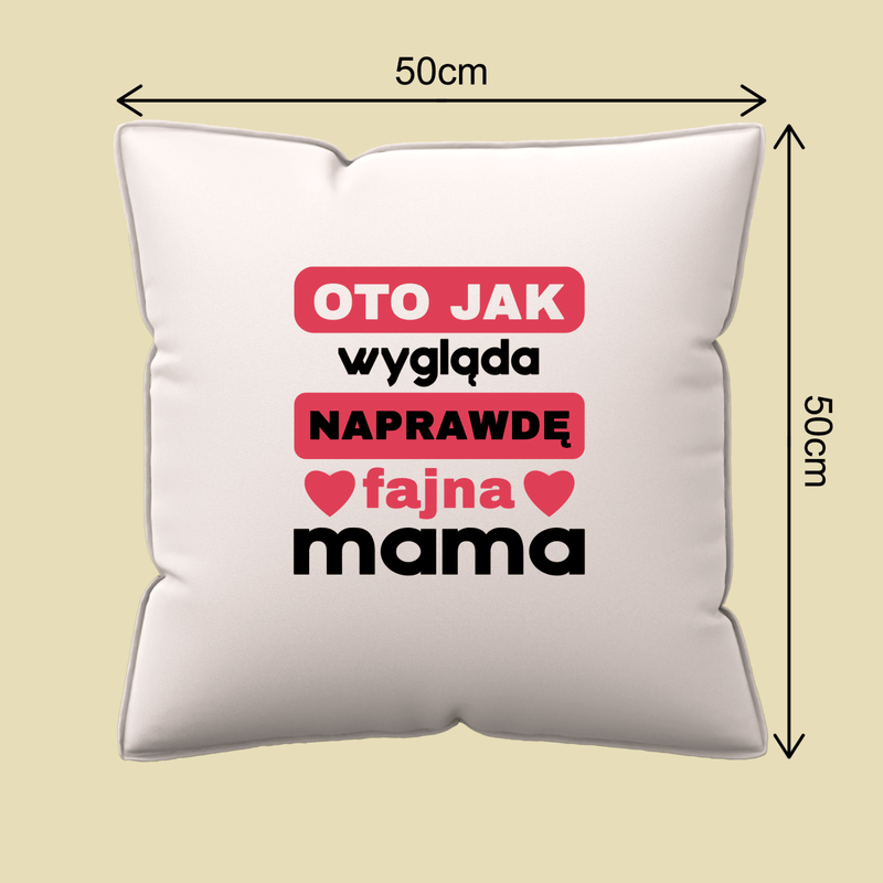 Poduszka z własnym nadrukiem FAJNA MAMA - spersonalizowany prezent dla mamy - Adamell.pl