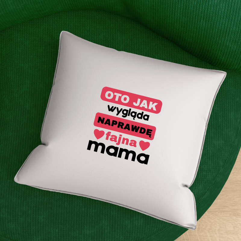 Poduszka z własnym nadrukiem FAJNA MAMA - spersonalizowany prezent dla mamy - Adamell.pl
