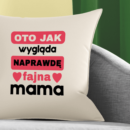 Poduszka z własnym nadrukiem FAJNA MAMA - spersonalizowany prezent dla mamy - Adamell.pl