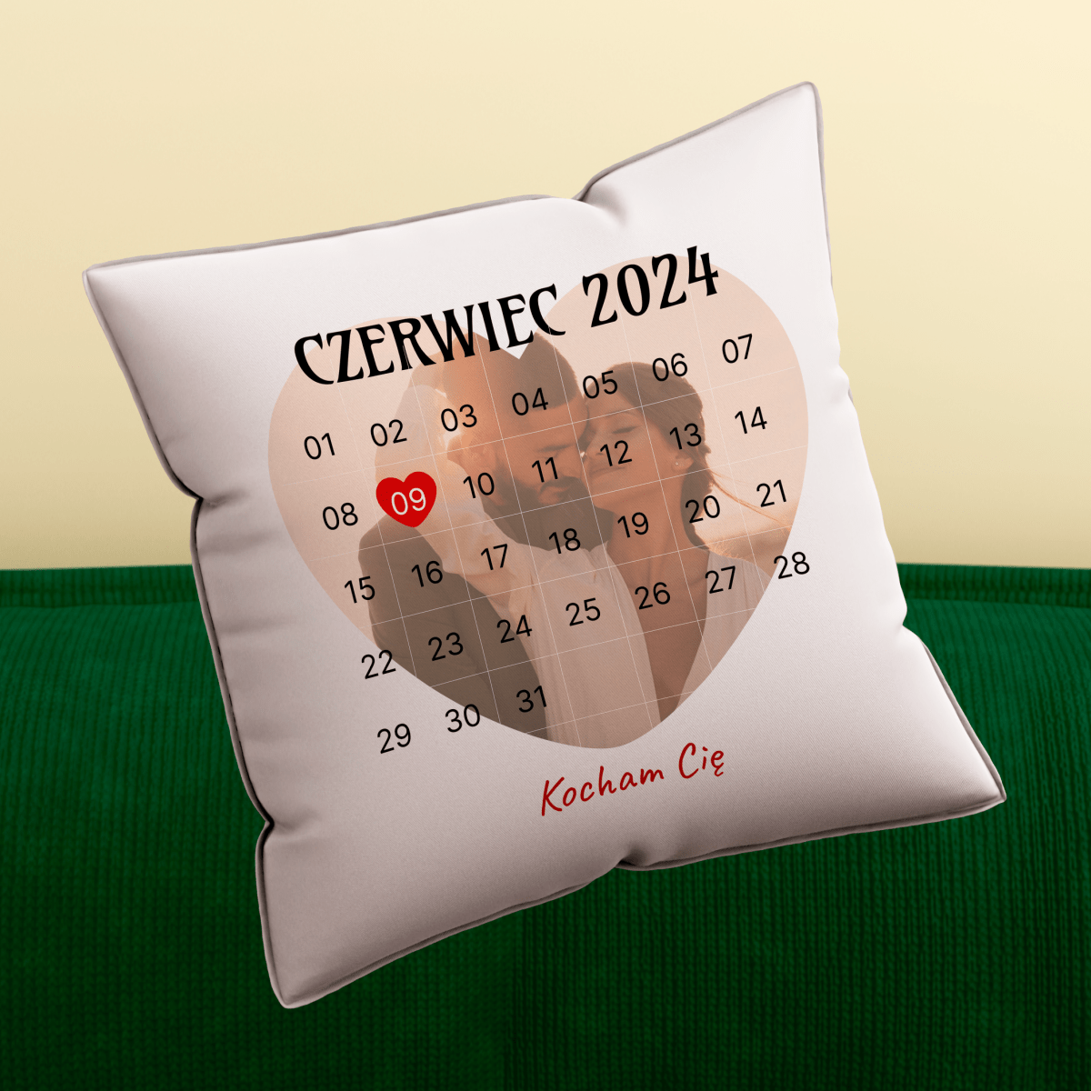 Poduszka z własnym nadrukiem KOCHAM CIĘ - spersonalizowany prezent dla pary - Adamell.pl