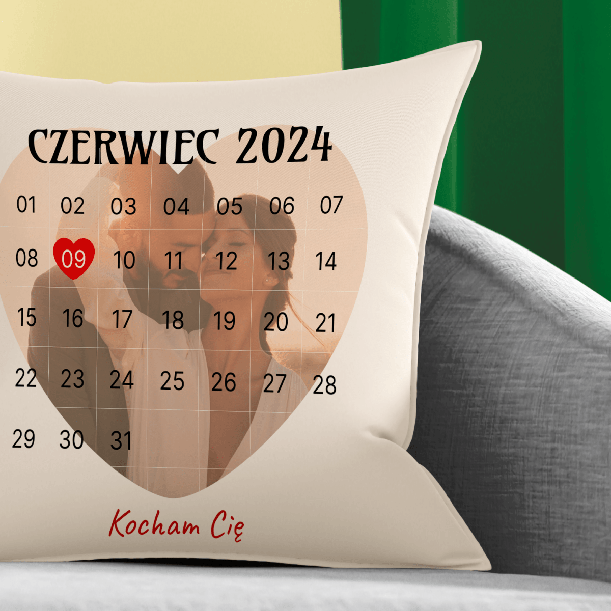 Poduszka z własnym nadrukiem KOCHAM CIĘ - spersonalizowany prezent dla pary - Adamell.pl