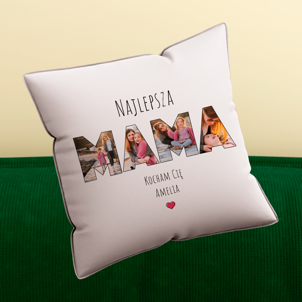 Poduszka z własnym nadrukiem MAMA - spersonalizowany prezent dla mamy - Adamell.pl