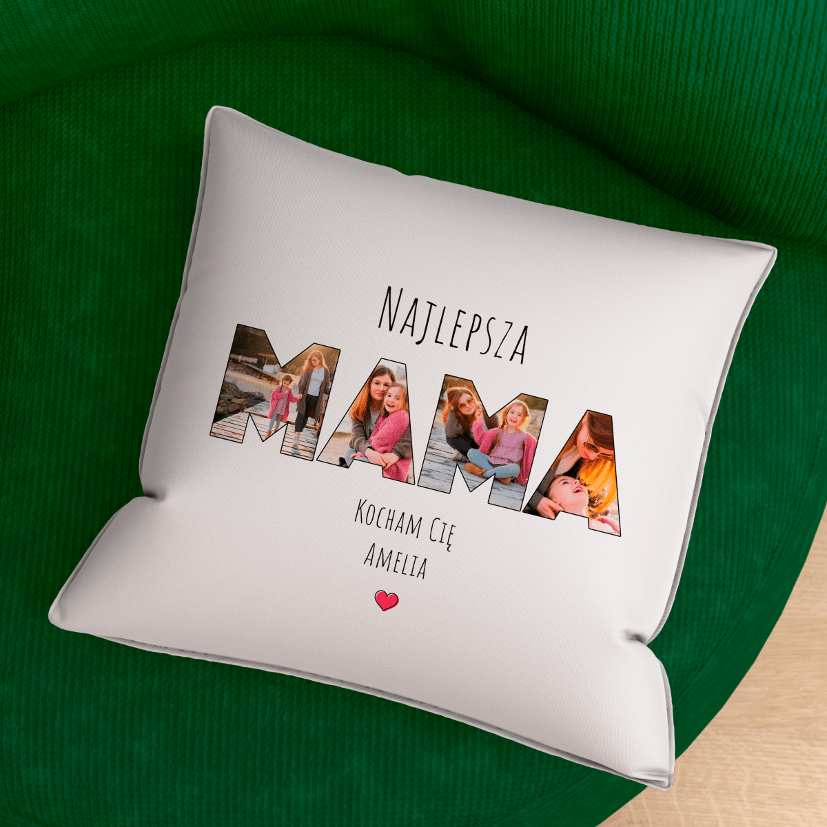 Poduszka z własnym nadrukiem MAMA - spersonalizowany prezent dla mamy - Adamell.pl