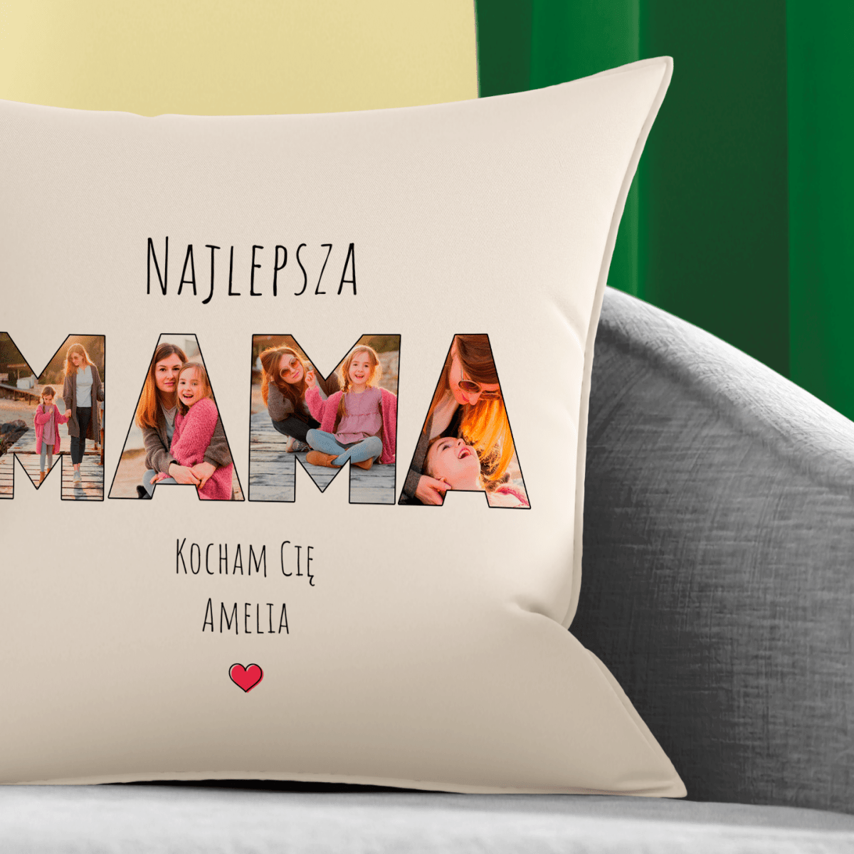 Poduszka z własnym nadrukiem MAMA - spersonalizowany prezent dla mamy - Adamell.pl