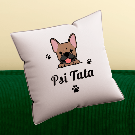 Poduszka z własnym nadrukiem PSI TATA - spersonalizowany prezent dla właściciela psa - Adamell.pl