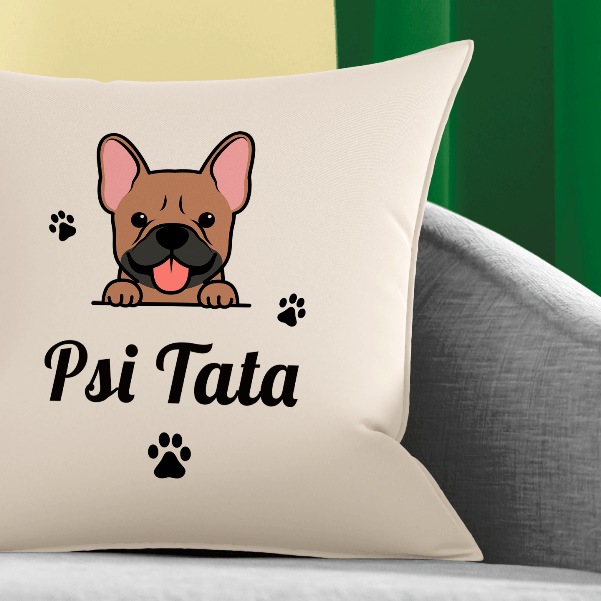 Poduszka z własnym nadrukiem PSI TATA - spersonalizowany prezent dla właściciela psa - Adamell.pl