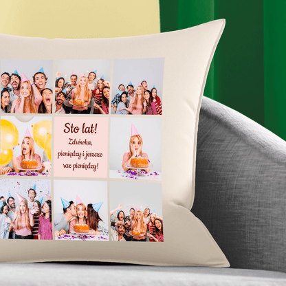 Poduszka z własnym nadrukiem STO LAT! - spersonalizowany prezent dla przyjaciółki - Adamell.pl