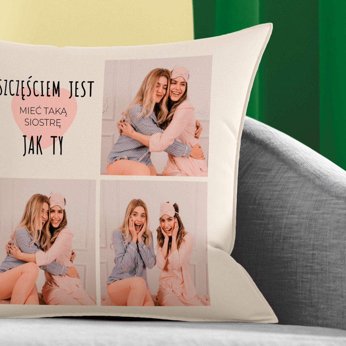 Poduszka z własnym nadrukiem TAKA SIOSTRA JAK TY - spersonalizowany prezent dla siostry - Adamell.pl