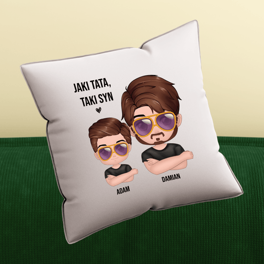 Poduszka z własnym nadrukiem TATA I SYN - spersonalizowany prezent dla taty - Adamell.pl