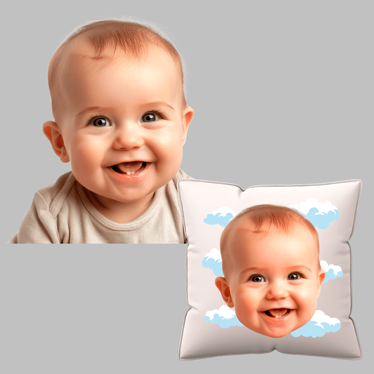 Poduszka z własnym nadrukiem TWARZ DZIECKA - spersonalizowany prezent dla dziecka - Adamell.pl