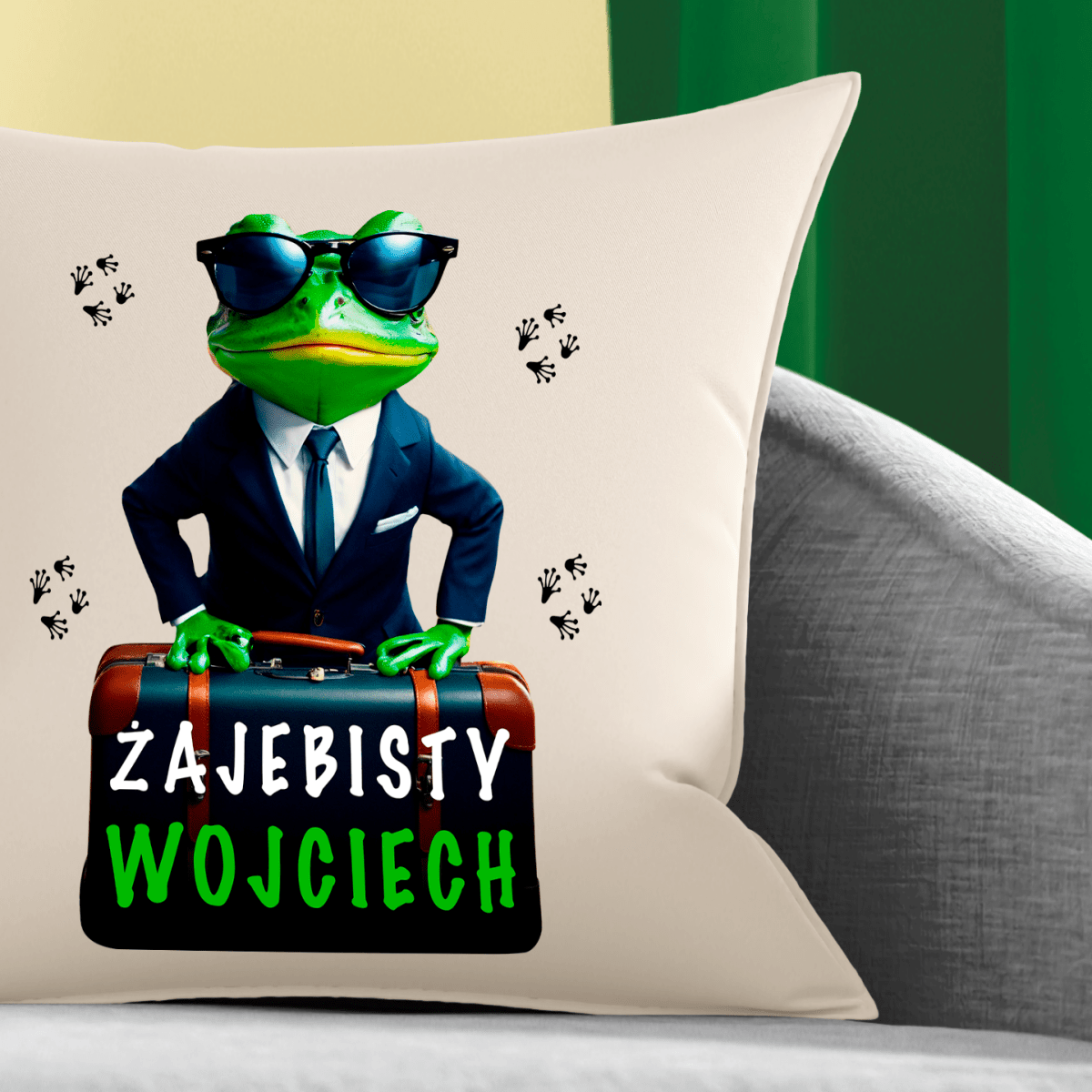 Poduszka z własnym nadrukiem ŻAJEBISTY - spersonalizowany prezent dla niego - Adamell.pl