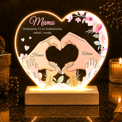 Podziękowania dla mamy + grafika Clipart - Druk na szkle serce, spersonalizowany prezent dla mamy - Adamell.pl