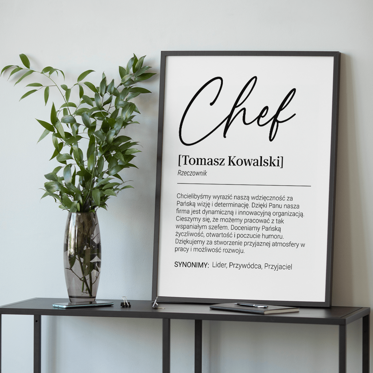 Podziękowania dla szefa - plakat, spersonalizowany prezent dla szefa - Adamell.pl