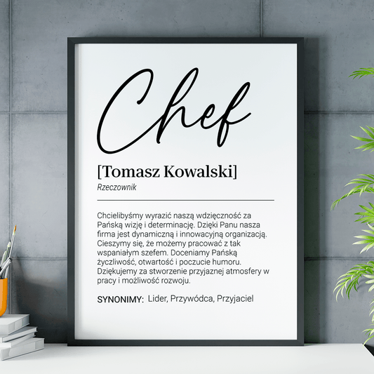 Podziękowania dla szefa - plakat, spersonalizowany prezent dla szefa - Adamell.pl