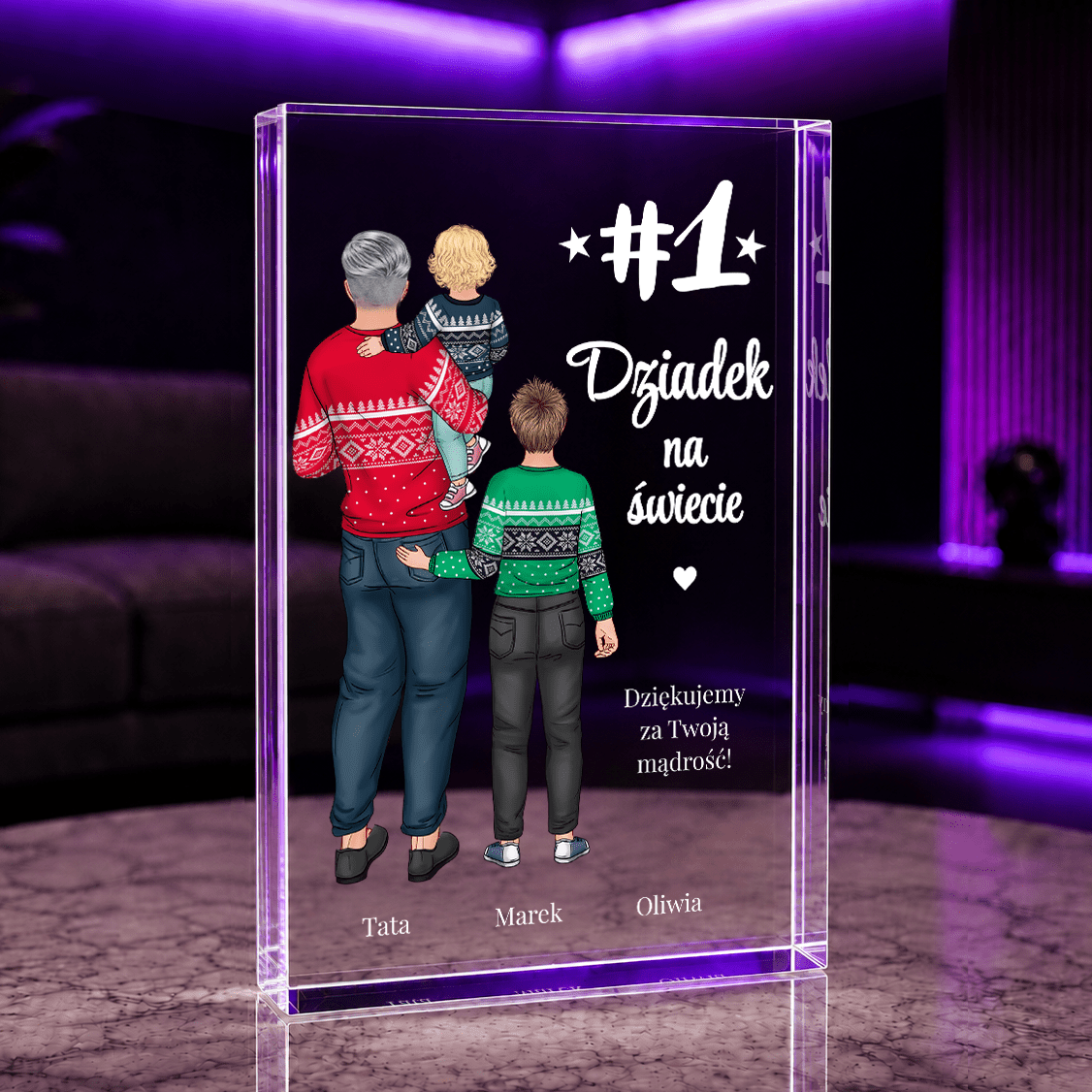 Podziękowania od wnuków Clipart - Druk na szkle, spersonalizowany prezent dla dziadka - Adamell.pl