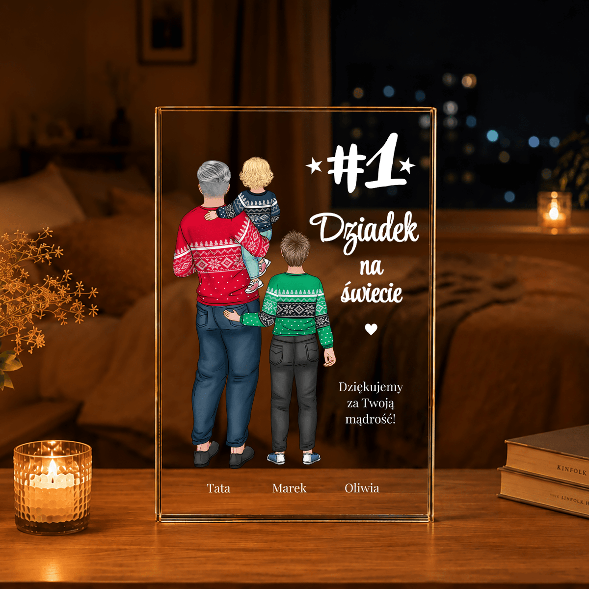 Podziękowania od wnuków Clipart - Druk na szkle, spersonalizowany prezent dla dziadka - Adamell.pl