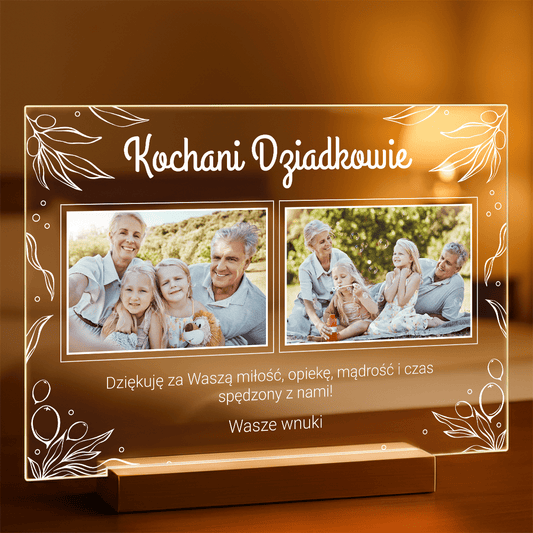 Podziękowania od wnuków + zdjęcia - Druk na szkle, spersonalizowany prezent dla dziadków - Adamell.pl