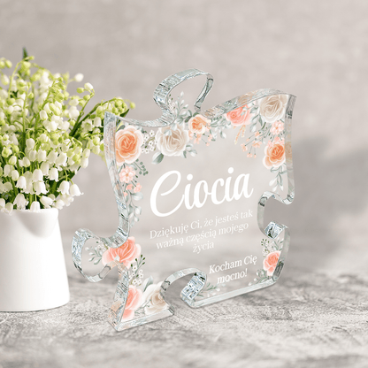 Podziękowania w różanej ramce - Druk na szkle - puzzel, spersonalizowany prezent dla cioci - Adamell.pl