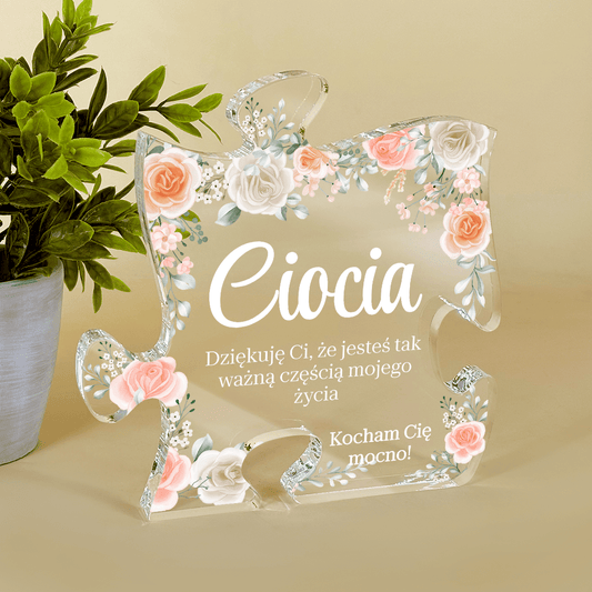 Podziękowania w różanej ramce - Druk na szkle - puzzel, spersonalizowany prezent dla cioci - Adamell.pl