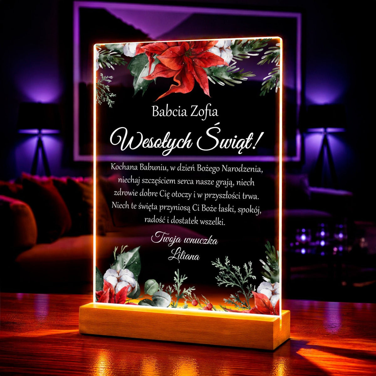 Podziękowanie dla babci na święta - Druk na szkle, spersonalizowany prezent dla babci - Adamell.pl
