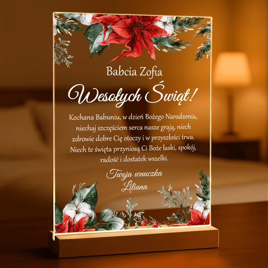 Podziękowanie dla babci na święta - Druk na szkle, spersonalizowany prezent dla babci - Adamell.pl