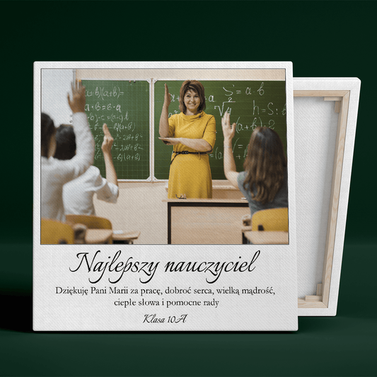 Podziękowanie dla nauczyciela + zdjęcie - druk na płótnie, spersonalizowany prezent dla nauczyciela - Adamell.pl