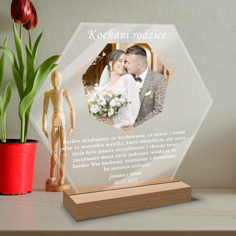 Podziękowanie ślubne ze zdjęciem - Druk na szkle, spersonalizowany prezent dla rodziców - Adamell.pl
